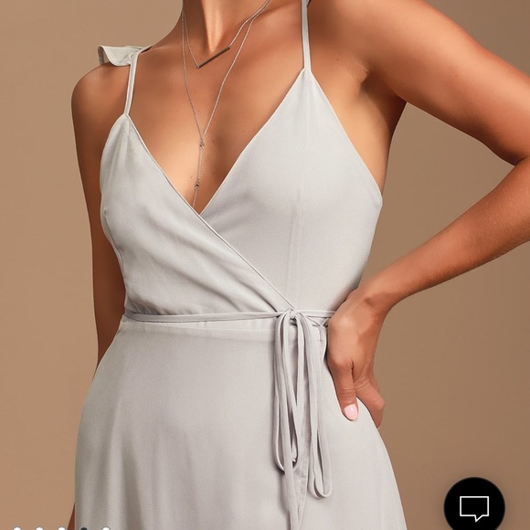 Lulus “Here’s to us” light grey wrap dress - Picture 4 of 4